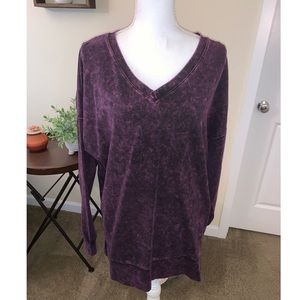 Purple acid wash v neck